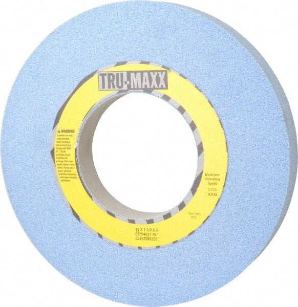 Tru-Maxx - 12" Diam x 5" Hole x 1-1/2" Thick, I Hardness, 46 Grit Surface Grinding Wheel - Ceramic, Type 1, Coarse Grade, 2,705 Max RPM, Vitrified Bond, No Recess - Exact Tooling