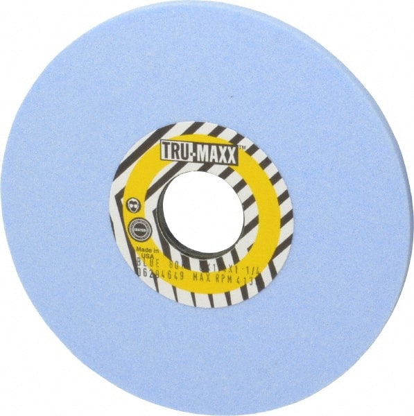 Tru-Maxx - 6" Diam x 1-1/4" Hole x 1/4" Thick, K Hardness, 80 Grit Surface Grinding Wheel - Ceramic, Type 1, Medium Grade, 4,138 Max RPM, Vitrified Bond, No Recess - Exact Tooling