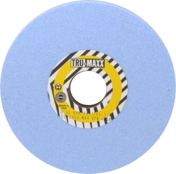 Tru-Maxx - 6" Diam x 1-1/4" Hole x 1/2" Thick, K Hardness, 60 Grit Surface Grinding Wheel - Ceramic, Type 1, Medium Grade, 5,410 Max RPM, Vitrified Bond, No Recess - Exact Tooling