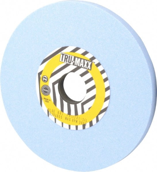 Tru-Maxx - 7" Diam x 1-1/4" Hole x 1/2" Thick, J Hardness, 80 Grit Surface Grinding Wheel - Ceramic, Type 1, Medium Grade, 3,600 Max RPM, Vitrified Bond, No Recess - Exact Tooling