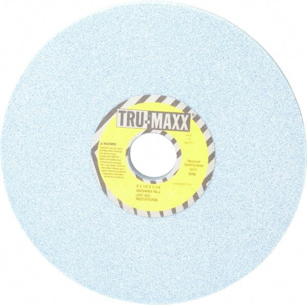 Tru-Maxx - 8" Diam x 1-1/4" Hole x 1/2" Thick, J Hardness, 46 Grit Surface Grinding Wheel - Ceramic, Type 1, Coarse Grade, 3,600 Max RPM, Vitrified Bond, No Recess - Exact Tooling