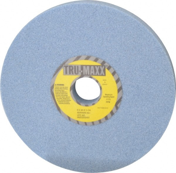 Tru-Maxx - 8" Diam x 1-1/4" Hole x 3/4" Thick, I Hardness, 46 Grit Surface Grinding Wheel - Ceramic, Type 1, Coarse Grade, 3,105 Max RPM, Vitrified Bond, No Recess - Exact Tooling