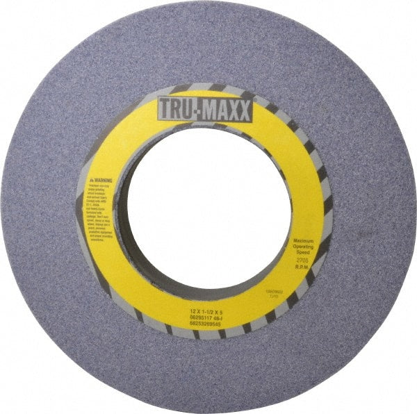 Tru-Maxx - 12" Diam x 5" Hole x 1-1/2" Thick, I Hardness, 46 Grit Surface Grinding Wheel - Aluminum Oxide, Type 1, Coarse Grade, 2,705 Max RPM, Vitrified Bond, No Recess - Exact Tooling