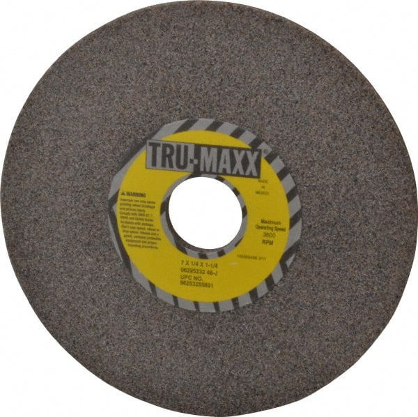 Tru-Maxx - 7" Diam x 1-1/4" Hole x 1/4" Thick, J Hardness, 46 Grit Surface Grinding Wheel - Aluminum Oxide, Type 1, Coarse Grade, 3,600 Max RPM, Vitrified Bond, No Recess - Exact Tooling