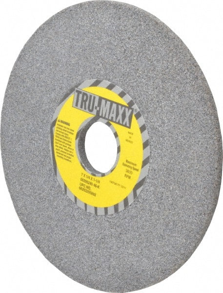 Tru-Maxx - 7" Diam x 1-1/4" Hole x 1/4" Thick, K Hardness, 46 Grit Surface Grinding Wheel - Aluminum Oxide, Type 1, Coarse Grade, 3,600 Max RPM, Vitrified Bond, No Recess - Exact Tooling