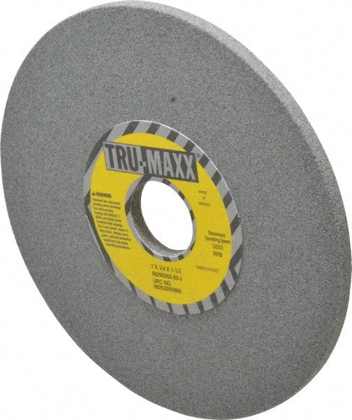 Tru-Maxx - 7" Diam x 1-1/4" Hole x 1/4" Thick, J Hardness, 80 Grit Surface Grinding Wheel - Aluminum Oxide, Type 1, Medium Grade, 3,600 Max RPM, Vitrified Bond, No Recess - Exact Tooling