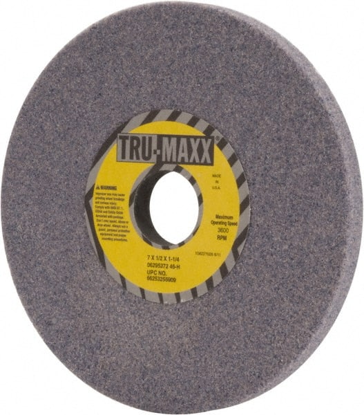 Tru-Maxx - 7" Diam x 1-1/4" Hole x 1/2" Thick, H Hardness, 46 Grit Surface Grinding Wheel - Aluminum Oxide, Type 1, Coarse Grade, 3,600 Max RPM, Vitrified Bond, No Recess - Exact Tooling