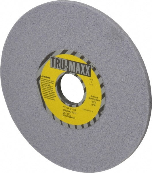 Tru-Maxx - 7" Diam x 1-1/4" Hole x 1/4" Thick, H Hardness, 60 Grit Surface Grinding Wheel - Aluminum Oxide, Type 1, Medium Grade, 3,600 Max RPM, Vitrified Bond, No Recess - Exact Tooling