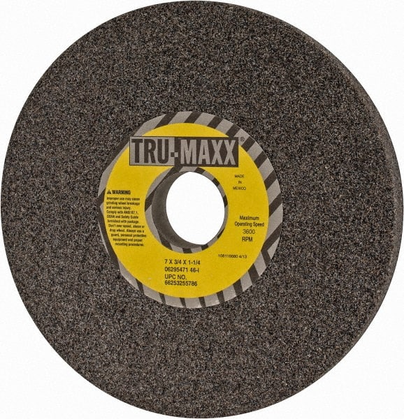 Tru-Maxx - 7" Diam x 1-1/4" Hole x 3/4" Thick, I Hardness, 46 Grit Surface Grinding Wheel - Aluminum Oxide, Type 1, Coarse Grade, 3,600 Max RPM, Vitrified Bond, No Recess - Exact Tooling