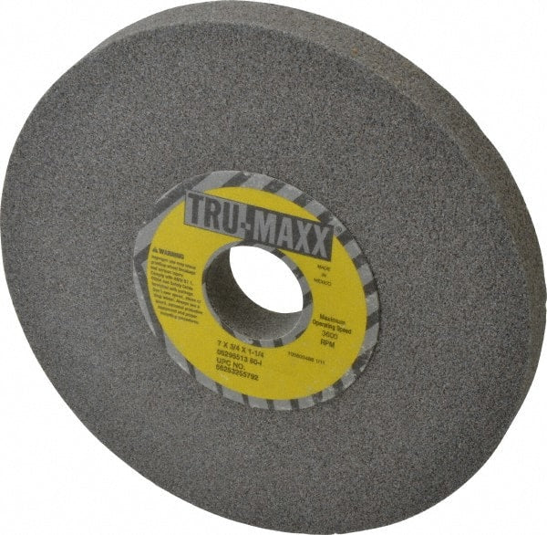 Tru-Maxx - 7" Diam x 1-1/4" Hole x 3/4" Thick, I Hardness, 60 Grit Surface Grinding Wheel - Aluminum Oxide, Type 1, Medium Grade, 3,600 Max RPM, Vitrified Bond, No Recess - Exact Tooling
