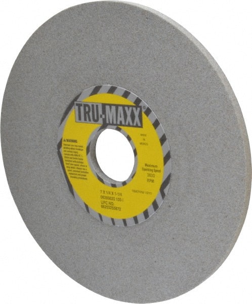 Tru-Maxx - 7" Diam x 1-1/4" Hole x 1/4" Thick, I Hardness, 100 Grit Surface Grinding Wheel - Aluminum Oxide, Type 1, Fine Grade, 3,600 Max RPM, Vitrified Bond, No Recess - Exact Tooling