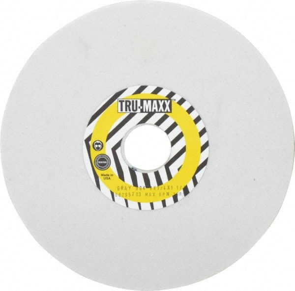 Tru-Maxx - 8" Diam x 1-1/4" Hole x 1/4" Thick, K Hardness, 80 Grit Surface Grinding Wheel - Aluminum Oxide, Type 1, Medium Grade, 3,600 Max RPM, Vitrified Bond, No Recess - Exact Tooling