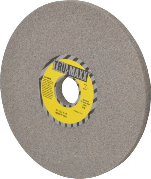 Tru-Maxx - 8" Diam x 1-1/4" Hole x 1/2" Thick, H Hardness, 60 Grit Surface Grinding Wheel - Aluminum Oxide, Type 1, Medium Grade, 3,600 Max RPM, Vitrified Bond, No Recess - Exact Tooling