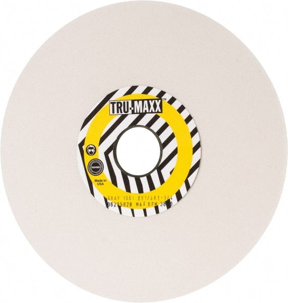 Tru-Maxx - 8" Diam x 1-1/4" Hole x 1/4" Thick, I Hardness, 100 Grit Surface Grinding Wheel - Aluminum Oxide, Type 1, Fine Grade, 3,600 Max RPM, Vitrified Bond, No Recess - Exact Tooling