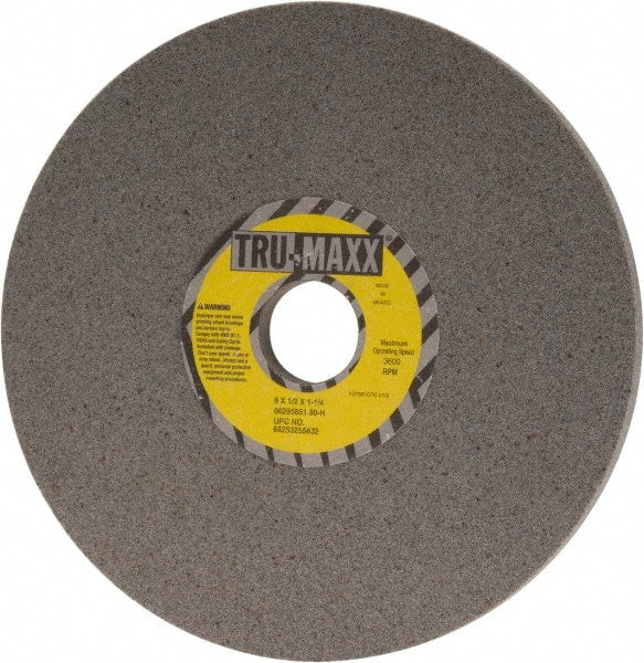 Tru-Maxx - 8" Diam x 1-1/4" Hole x 1/2" Thick, H Hardness, 80 Grit Surface Grinding Wheel - Aluminum Oxide, Type 1, Medium Grade, 3,600 Max RPM, Vitrified Bond, No Recess - Exact Tooling