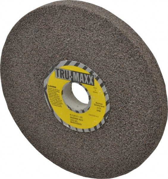 Tru-Maxx - 8" Diam x 1-1/4" Hole x 3/4" Thick, H Hardness, 46 Grit Surface Grinding Wheel - Aluminum Oxide, Type 1, Coarse Grade, 3,105 Max RPM, Vitrified Bond, No Recess - Exact Tooling