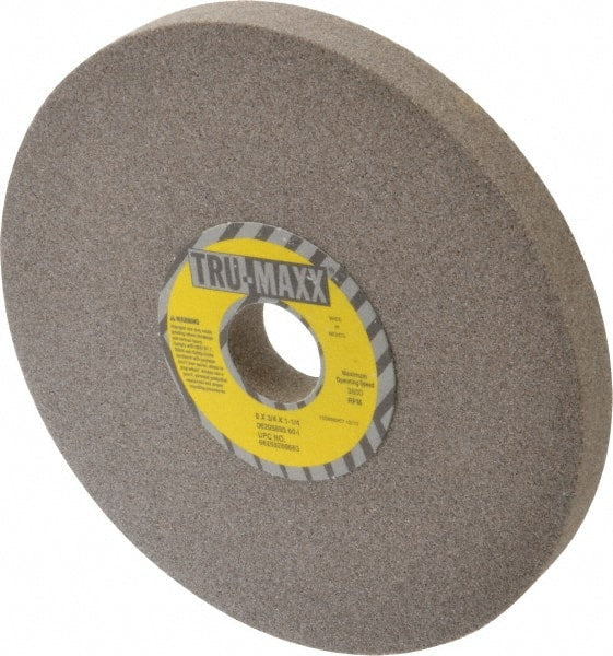 Tru-Maxx - 8" Diam x 1-1/4" Hole x 3/4" Thick, I Hardness, 60 Grit Surface Grinding Wheel - Aluminum Oxide, Type 1, Medium Grade, 3,600 Max RPM, Vitrified Bond, No Recess - Exact Tooling
