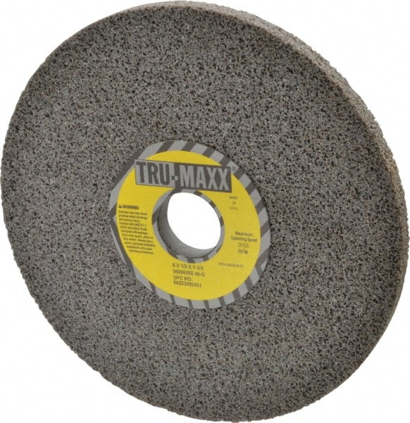 Tru-Maxx - 8" Diam x 1-1/4" Hole x 1/2" Thick, G Hardness, 46 Grit Surface Grinding Wheel - Aluminum Oxide, Type 1, Coarse Grade, 3,105 Max RPM, Vitrified Bond, No Recess - Exact Tooling