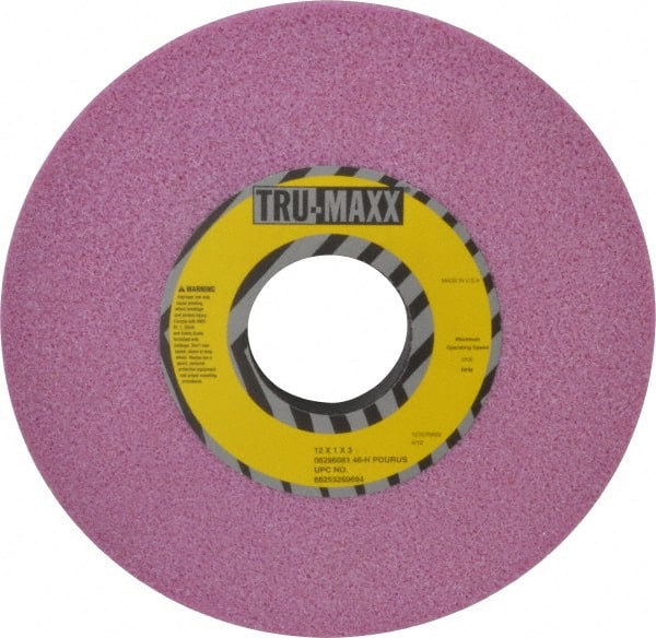 Tru-Maxx - 12" Diam x 3" Hole x 1" Thick, H Hardness, 46 Grit Surface Grinding Wheel - Aluminum Oxide, Type 1, Coarse Grade, 2,705 Max RPM, Vitrified Bond, No Recess - Exact Tooling