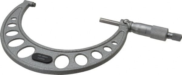 Value Collection - 100 to 125mm Range, 0.01mm Graduation, Mechanical Outside Micrometer - Ratchet Stop Thimble, Accurate to 0.006mm - Exact Tooling