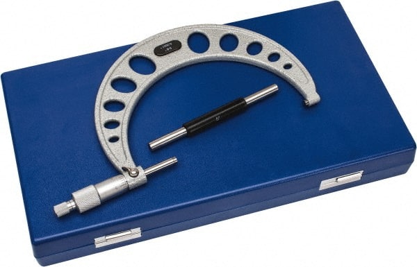 Value Collection - 5 to 6" Range, 0.0001" Graduation, Mechanical Outside Micrometer - Ratchet Stop Thimble, Accurate to 0.0001" - Exact Tooling