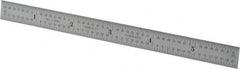 Starrett - 6" Long, 1/64, 1/32, 1/16, 1/8" Graduation, Flexible Steel Rule - 4R Graduation Style, 1/2" Wide, Silver, Satin Chrome Finish - Exact Tooling