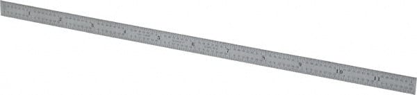 Starrett - 12" Long, 1/64, 1/32, 1/16, 1/8" Graduation, Flexible Steel Rule - 4R Graduation Style, 1/2" Wide, Silver, Satin Chrome Finish - Exact Tooling