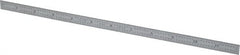 Starrett - 12" Long, 1/64, 1/32, 1/16, 1/8" Graduation, Flexible Steel Rule - 4R Graduation Style, 1/2" Wide, Silver, Satin Chrome Finish - Exact Tooling