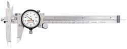 Starrett - 0" to 6" Range, 0.001" Graduation, 0.1" per Revolution, Dial Caliper - White Face, 3-1/2" Jaw Length, Accurate to 0.0010" - Exact Tooling