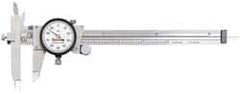 Starrett - 0" to 6" Range, 0.001" Graduation, 0.1" per Revolution, Dial Caliper - White Face, 3-1/2" Jaw Length, Accurate to 0.0010" - Exact Tooling