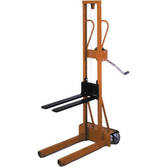 Wesco Industrial Products - 500 Lb Capacity, 71" Lift Height, Winch Steel Stacker Manually Operated Lift - Exact Tooling