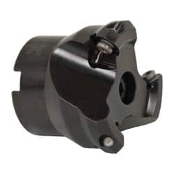 Seco - 1.57" Cut Diam, 1/2" Arbor Hole, 0.138" Max Depth of Cut, 43° Indexable Chamfer & Angle Face Mill - 3 Inserts, OF.. 05T305 Insert, Right Hand Cut, 3 Flutes, Series R220.43 - Exact Tooling