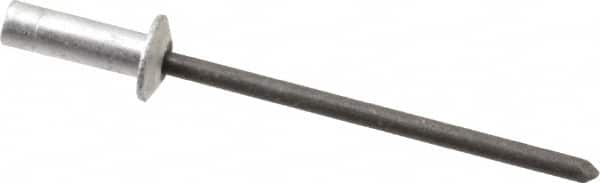 RivetKing - Size 43 Dome Head Aluminum Closed End Sealing Blind Rivet - Steel Mandrel, 0.126" to 0.187" Grip, 1/4" Head Diam, 0.129" to 0.133" Hole Diam, 0.422" Length Under Head, 1/8" Body Diam - Exact Tooling