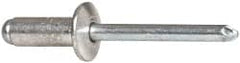 RivetKing - Size 86 Dome Head Aluminum Open End Blind Rivet - Steel Mandrel, 0.251" to 3/8" Grip, 1/2" Head Diam, 0.257" to 0.261" Hole Diam, 5/8" Length Under Head, 1/4" Body Diam - Exact Tooling