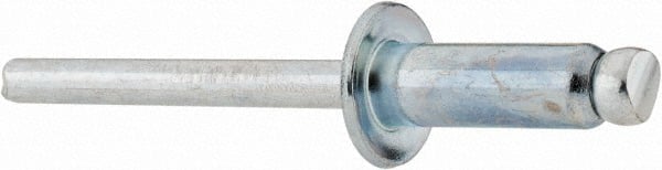 RivetKing - Size 88 Dome Head Steel Open End Blind Rivet - Steel Mandrel, 0.376" to 1/2" Grip, 1/2" Head Diam, 0.257" to 0.261" Hole Diam, 3/4" Length Under Head, 1/4" Body Diam - Exact Tooling