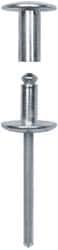 RivetKing - Size 8-34 Dome Head Steel Flush on Both Sides Blind Rivet - Steel Mandrel, 1-7/8" to 2-1/8" Grip, 5/8" Head Diam, 0.255" Min Hole Diam, 1.82" Length Under Head, 1/4" Body Diam - Exact Tooling