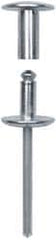 RivetKing - Size 8-22 Dome Head Steel Flush on Both Sides Blind Rivet - Steel Mandrel, 1-1/8" to 1-3/8" Grip, 5/8" Head Diam, 0.255" Min Hole Diam, 1.07" Length Under Head, 1/4" Body Diam - Exact Tooling