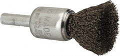 Anderson - 1/2" Brush Diam, Crimped, End Brush - 1/4" Diam Shank, 25,000 Max RPM - Exact Tooling