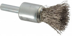 Anderson - 1/2" Brush Diam, Crimped, End Brush - 1/4" Diam Shank, 25,000 Max RPM - Exact Tooling