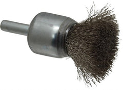 Anderson - 3/4" Brush Diam, Crimped, End Brush - 1/4" Diam Shank, 22,000 Max RPM - Exact Tooling