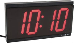 PTI - 4 Inch Diameter, White Face, Digital Wall Clock - LED Display, Black Case, Runs on 115 VAC - Exact Tooling