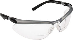 3M - +2, Clear Lenses, Scratch Resistant, Framed Magnifying Safety Glasses - UV Protection, Adjustable Temples, Silver/Black Plastic Frame, ANSI Z87.1-2010 - Exact Tooling