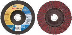 Norton - 36 Grit, 7" Disc Diam, 7/8" Center Hole, Type 29 Ceramic Flap Disc - 8,600 Max RPM, Fiberglass Backing, Arbor Attaching System, Coated - Exact Tooling