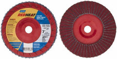 Norton - 60 Grit, 7" Disc Diam, 7/8" Center Hole, Type 27 Ceramic Flap Disc - 8,600 Max RPM, Plastic Backing, Arbor Attaching System, Coated - Exact Tooling