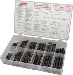 Made in USA - 500 Piece, 1/16 to 7/16" Pin Diam, Spring Pin Assortment - Steel - Exact Tooling