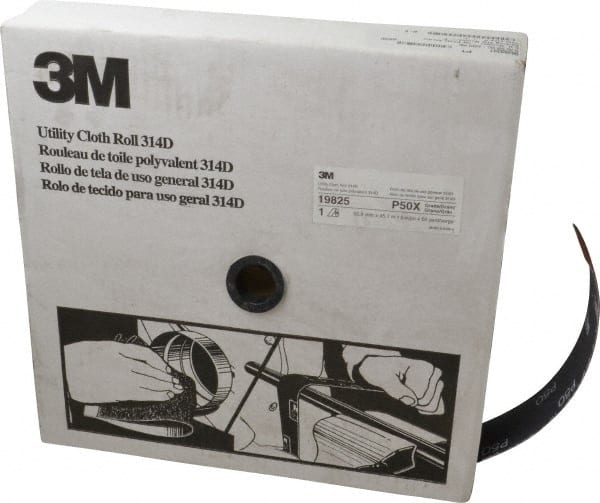 3M - 2" x 50 Yd 50 Grit Aluminum Oxide Cloth Roll - Coarse Grade, X Weighted Backing - Exact Tooling
