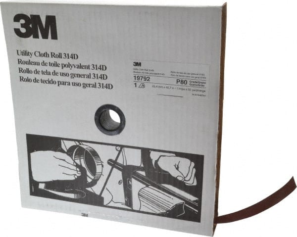 3M - 1" x 50 Yd 80 Grit Aluminum Oxide Cloth Roll - Medium Grade, J Weighted Backing - Exact Tooling