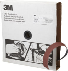 3M - 1-1/2" x 50 Yd 80 Grit Aluminum Oxide Cloth Roll - Medium Grade, J Weighted Backing - Exact Tooling