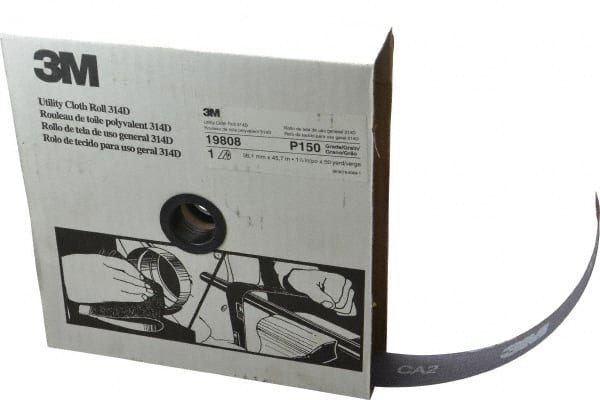 3M - 1-1/2" x 50 Yd 150 Grit Aluminum Oxide Cloth Roll - Very Fine Grade, J Weighted Backing - Exact Tooling