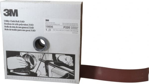 3M - 1-1/2" x 50 Yd 220 Grit Aluminum Oxide Cloth Roll - Very Fine Grade, J Weighted Backing - Exact Tooling
